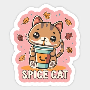 Pumpkin Spice Latte Cute Spice Cat Fall Sticker